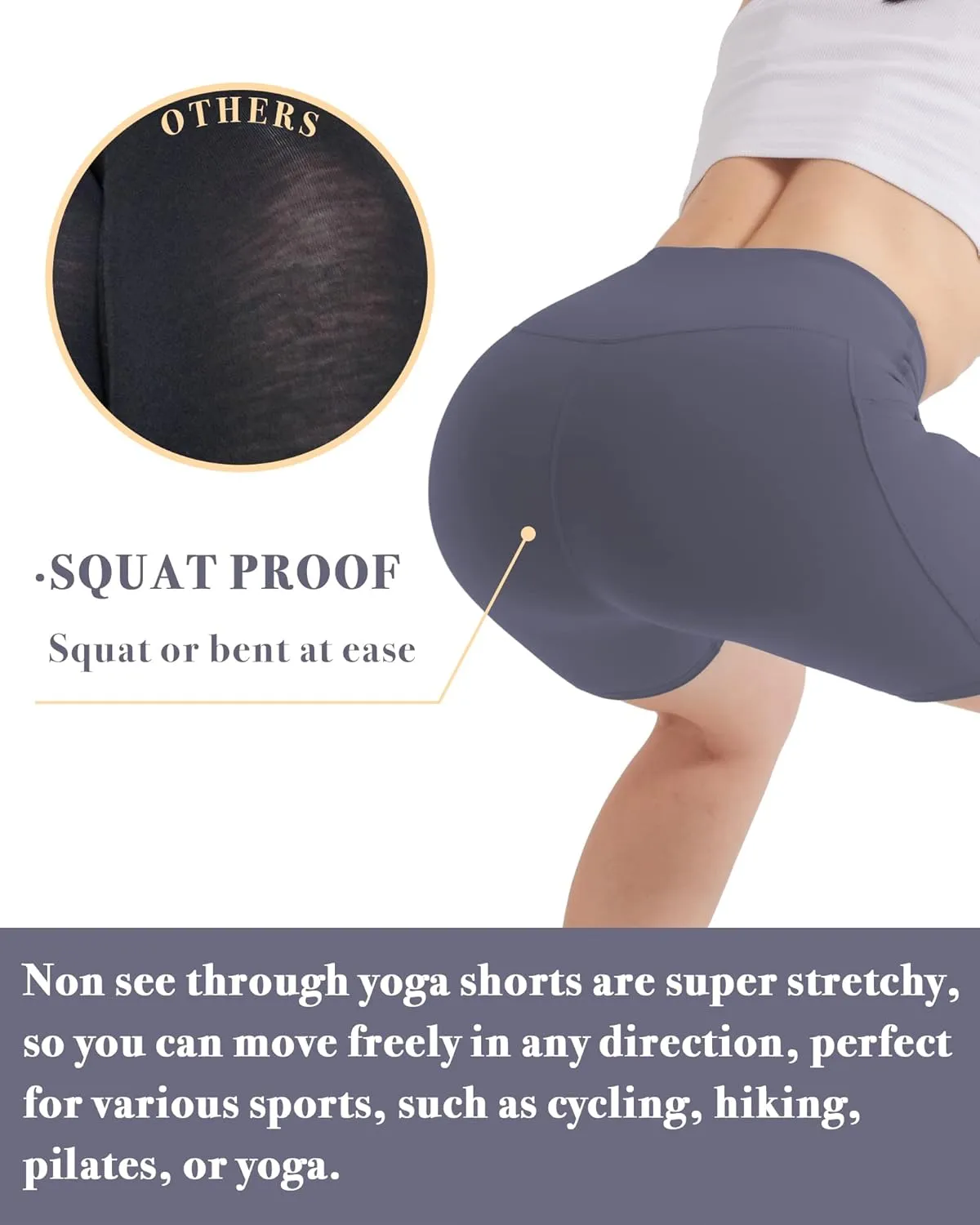 DOTDOG Biker Shorts for Women High Waist Yoga Shorts 6" Inseam Tummy Control Gym Shorts Workout Short with Pockets Running