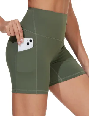 Dragon Fit Women's Athletic Biker Shorts High Waisted Stretch Workout Yoga Running Shorts with Pockets