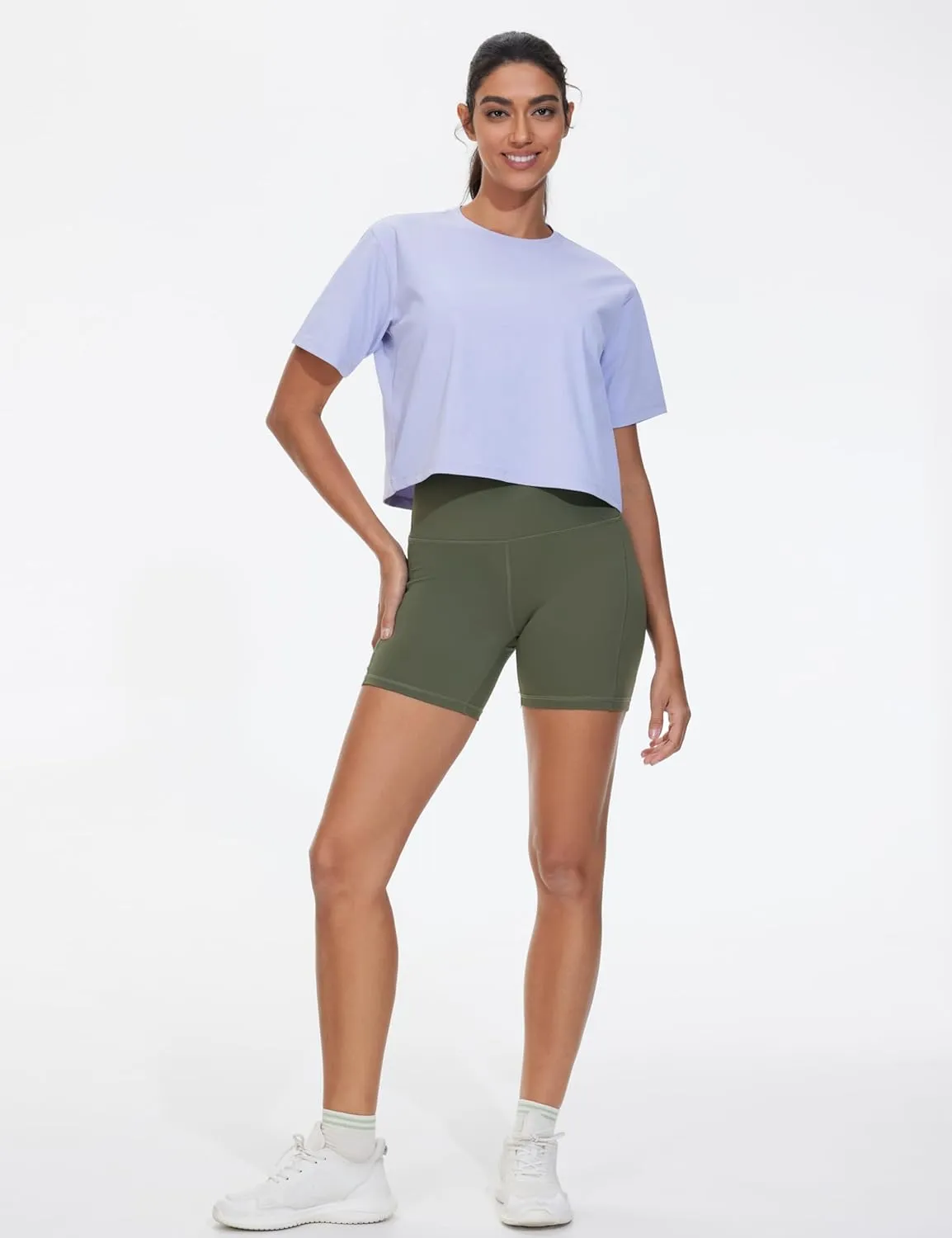Dragon Fit Women's Athletic Biker Shorts High Waisted Stretch Workout Yoga Running Shorts with Pockets