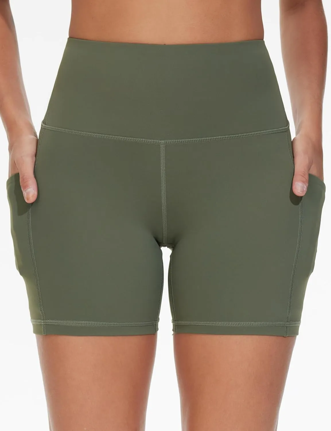 Dragon Fit Women's Athletic Biker Shorts High Waisted Stretch Workout Yoga Running Shorts with Pockets