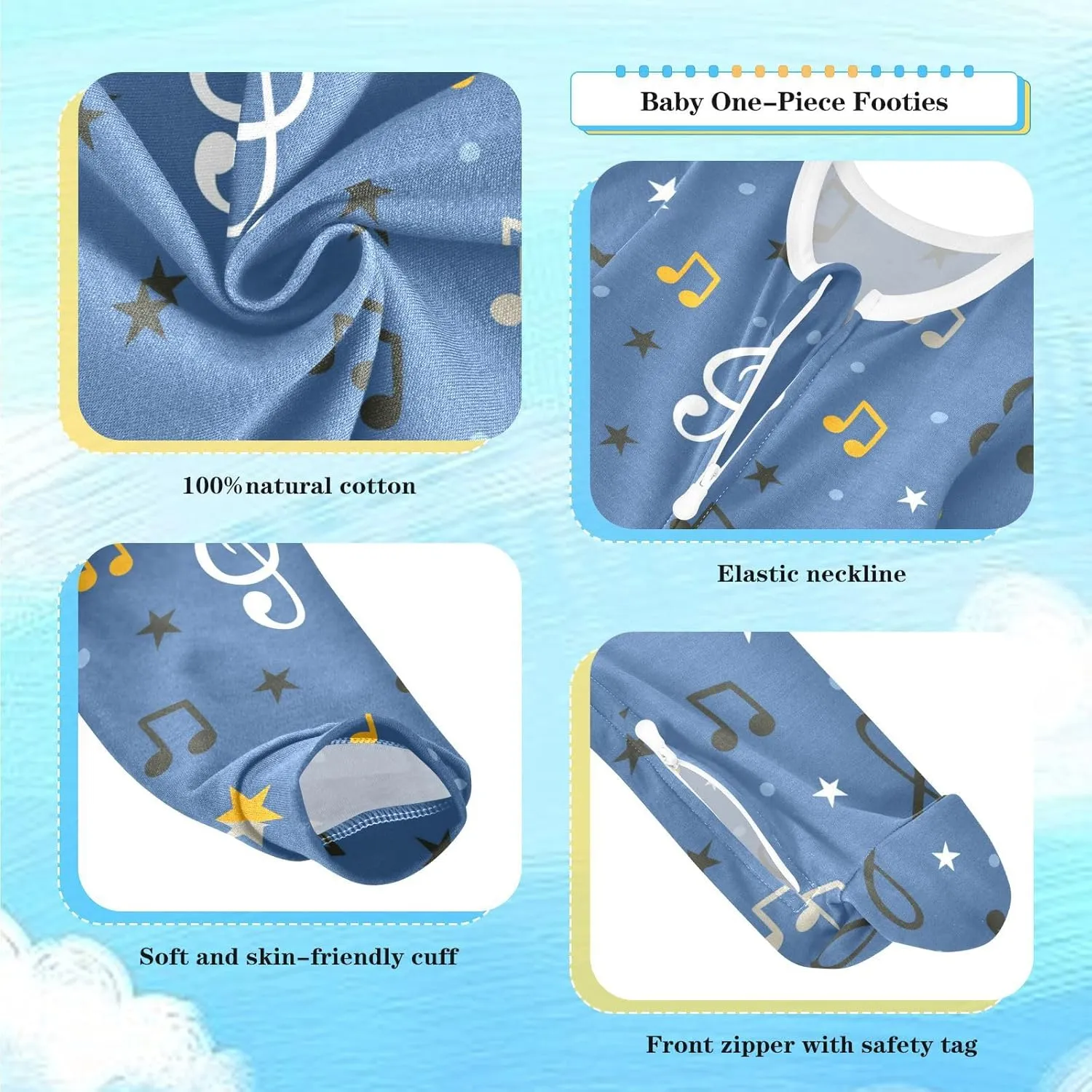 Dussdil Baby One-Piece Footies Newborn Rompers Pajamas Cotton Footed Pjs for Sleep Play Boys Girls