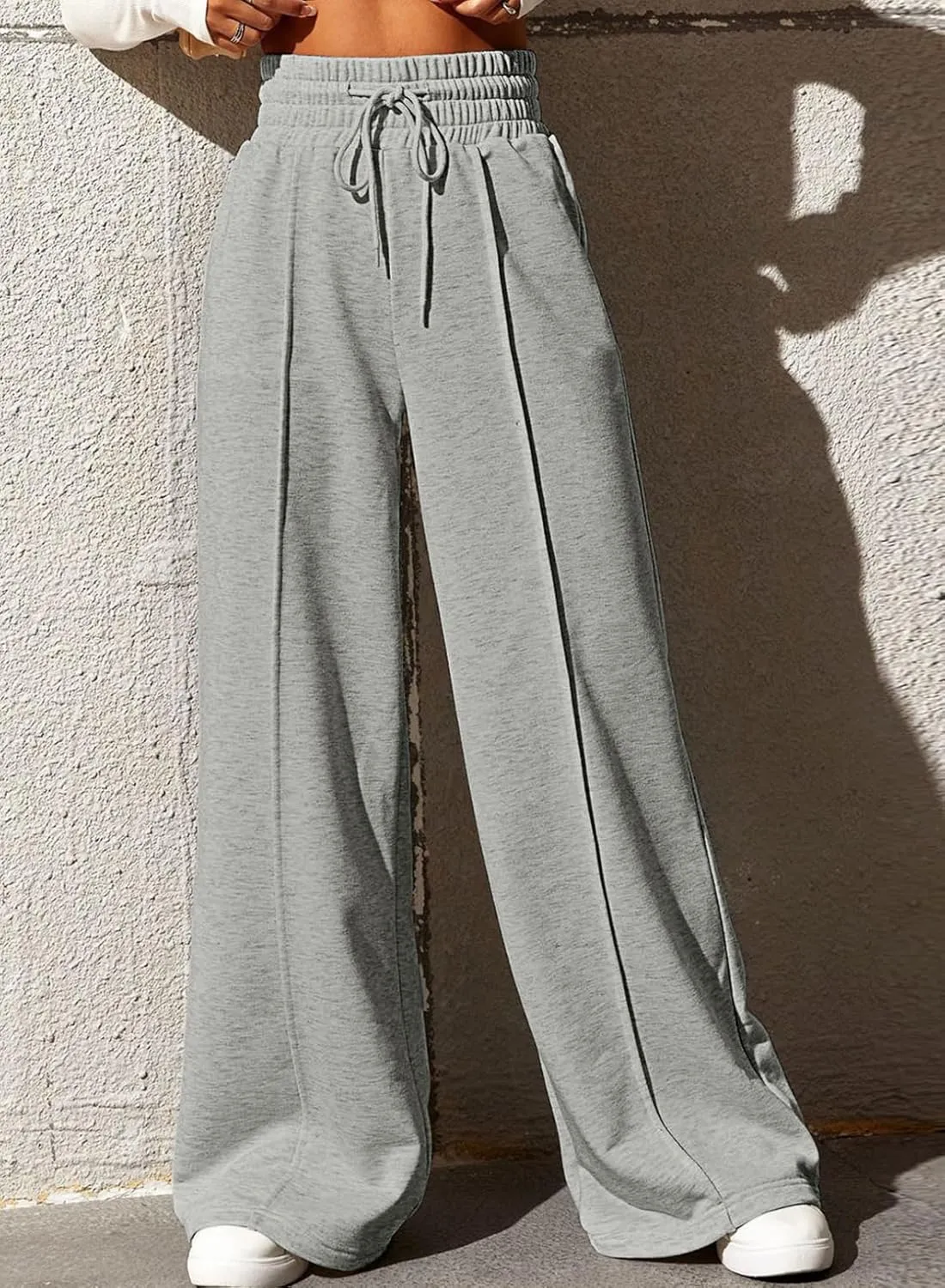 EVALESS Womens High Waisted Baggy Drawstring Sweatpants Casual Wide Leg Pants Long Trouser Slacks with Pockets