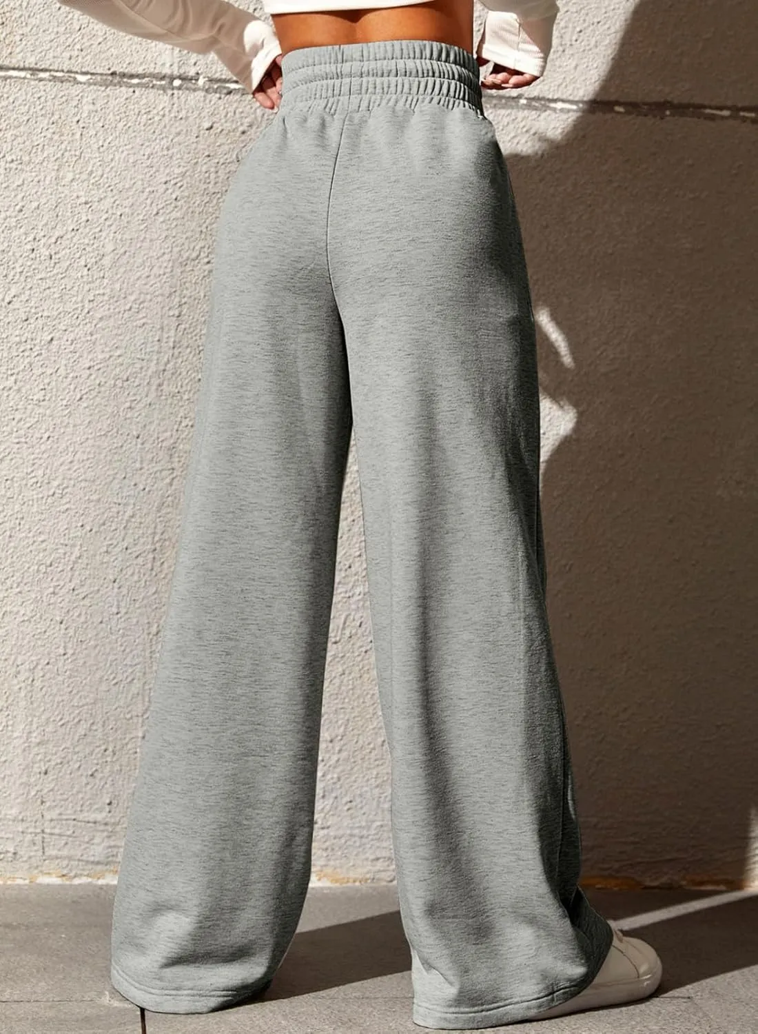 EVALESS Womens High Waisted Baggy Drawstring Sweatpants Casual Wide Leg Pants Long Trouser Slacks with Pockets