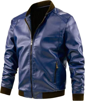 evzosrz Mens Lightweight Faux Leather Jacket Casual Motorcycle Slim Fit Vintage Classic Bomber Jackets Zip Coat Outwear