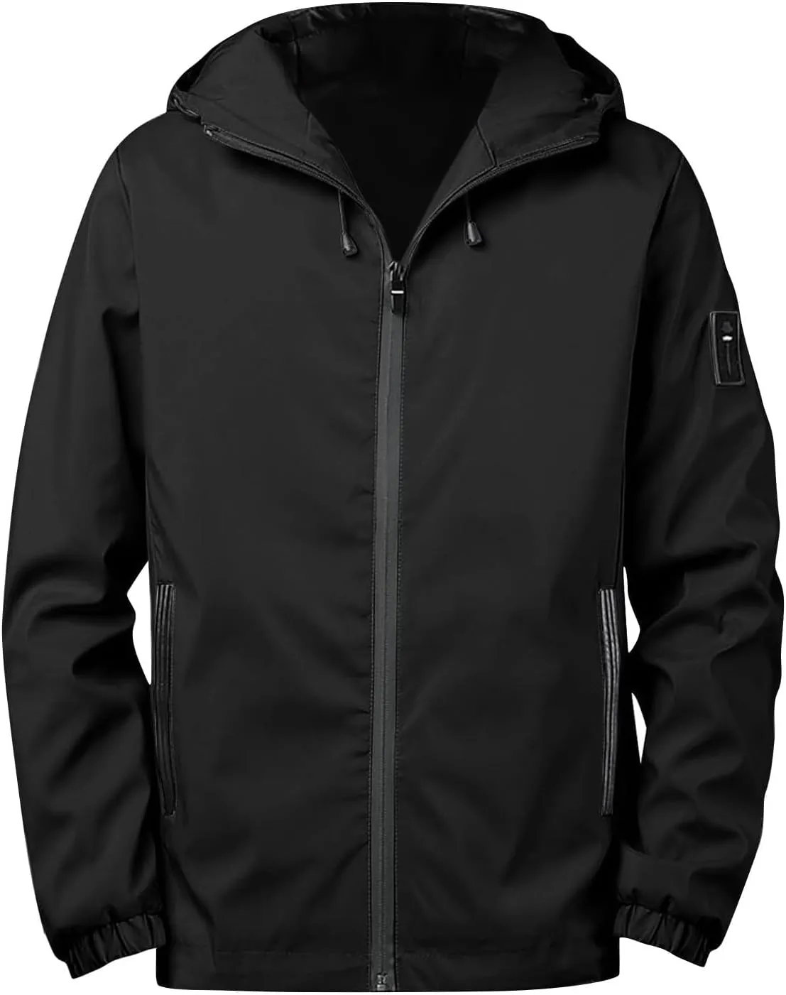 evzosrz Mens Windbreaker Jackets Lightweight Softshell Hooded Jacket Zip Waterproof Casual Outdoor Coat with Hidden Pockets