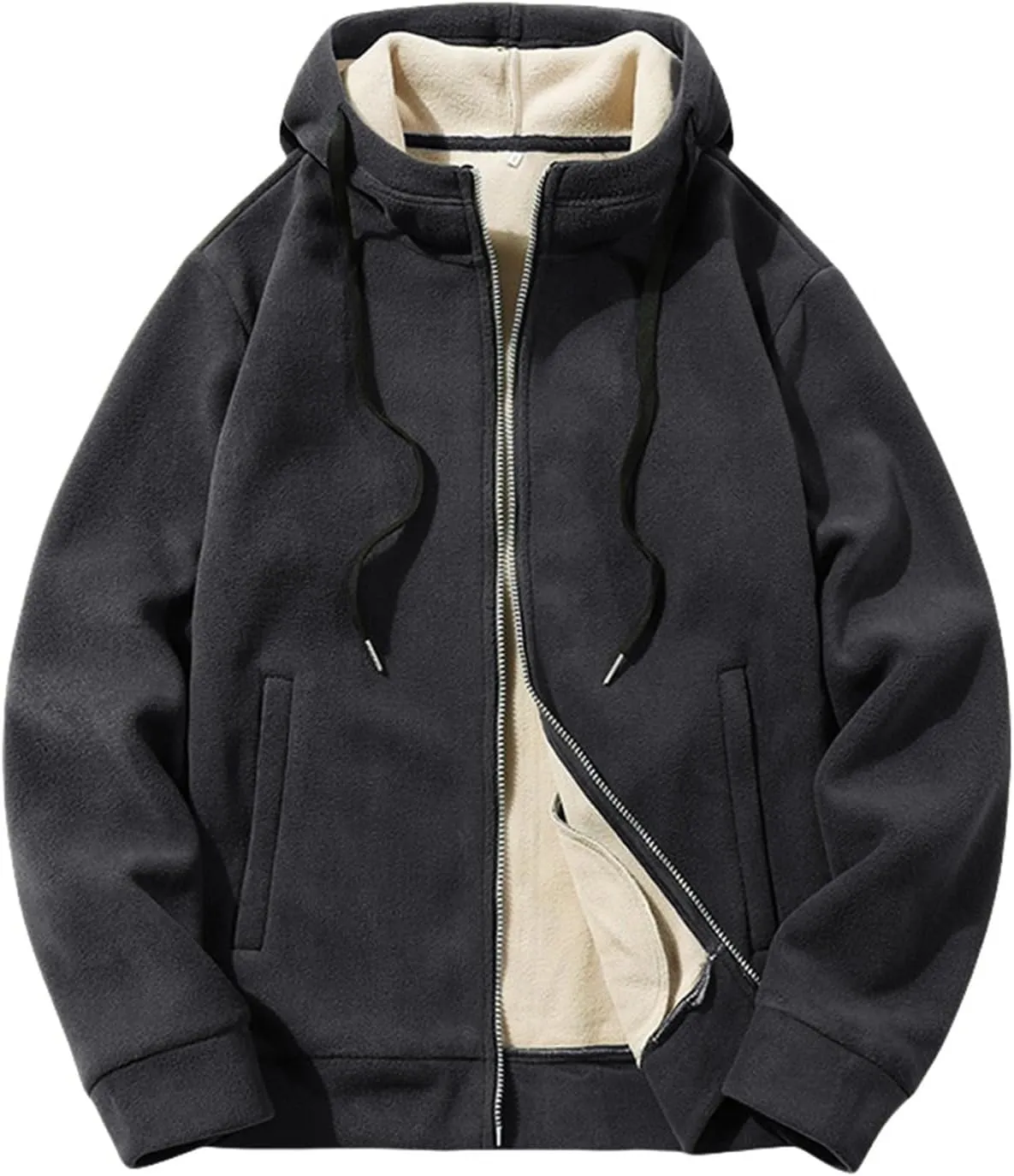 evzosrz Men's Zip Up Fleece Hoodie Lightweight Casual Long Sleeve Sweatshirt Fall Winter Training Hooded Jackets with Pockets