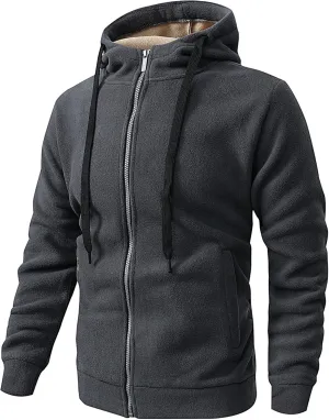 evzosrz Men's Zip Up Fleece Hoodie Lightweight Casual Long Sleeve Sweatshirt Fall Winter Training Hooded Jackets with Pockets