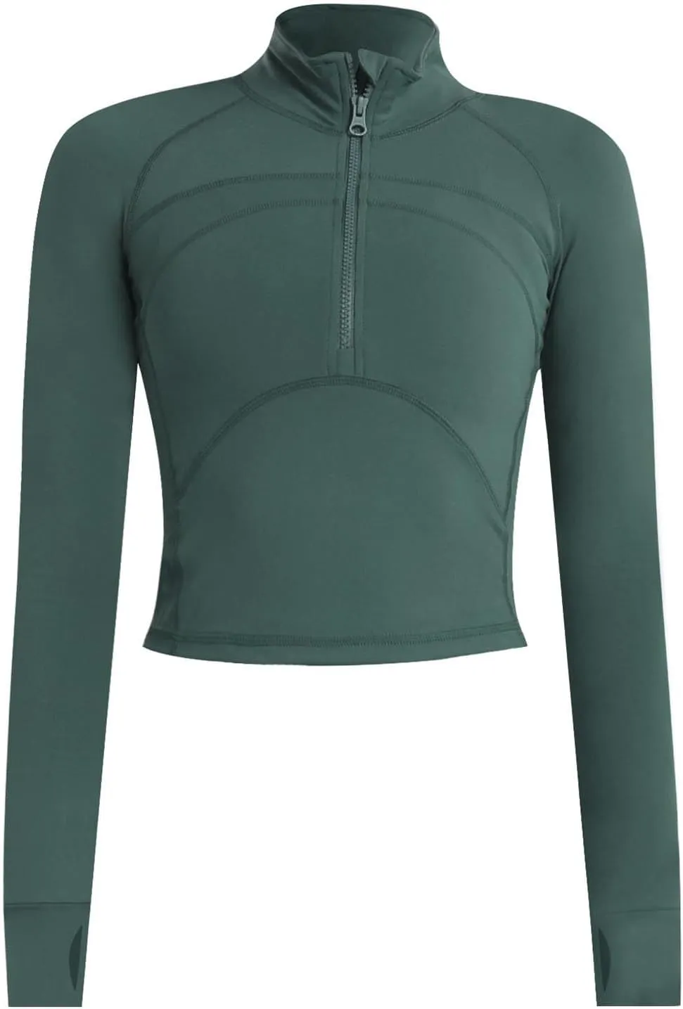 Fanteecy Women's Breathable Workout Shirts Long Sleeve Half Zip Slim Pullover Sweatshirt Running Athletic Cropped Tops
