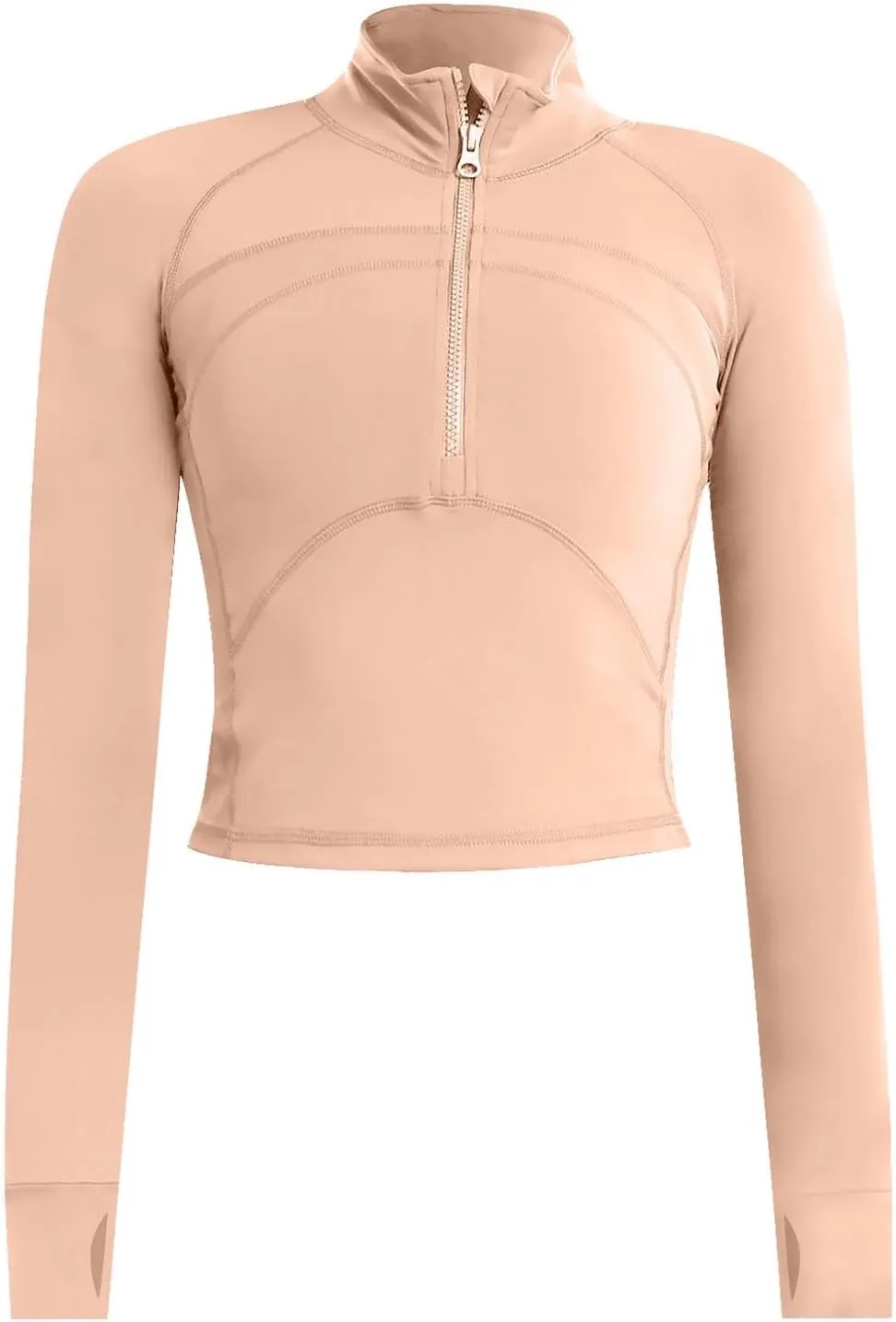 Fanteecy Women's Breathable Workout Shirts Long Sleeve Half Zip Slim Pullover Sweatshirt Running Athletic Cropped Tops
