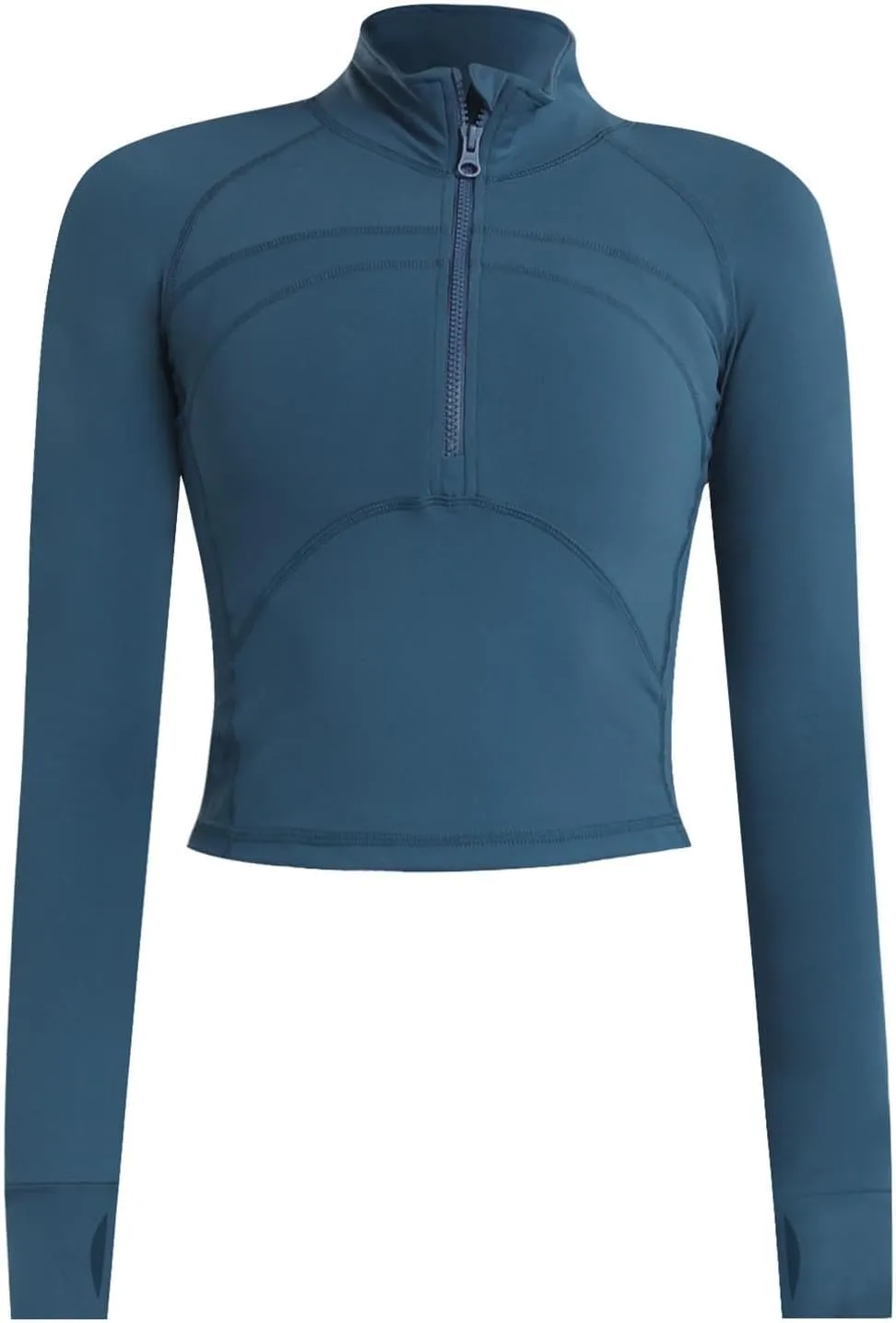 Fanteecy Women's Breathable Workout Shirts Long Sleeve Half Zip Slim Pullover Sweatshirt Running Athletic Cropped Tops