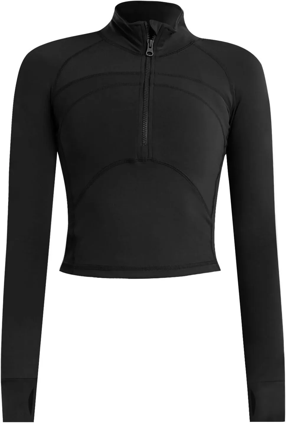 Fanteecy Women's Breathable Workout Shirts Long Sleeve Half Zip Slim Pullover Sweatshirt Running Athletic Cropped Tops