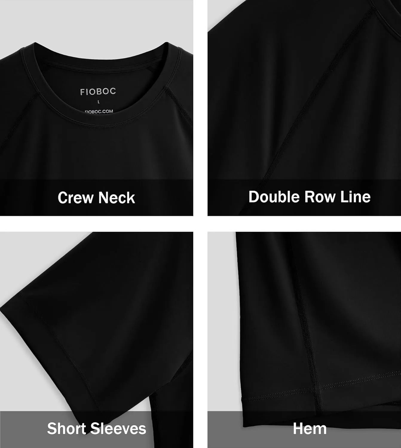 Fioboc Compression Shirts PerformancePro Active Crew Neck Tee Moisture Wicking Quick Dry Gym Running Shirts S-4XL