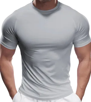 Fioboc Compression Shirts PerformancePro Active Crew Neck Tee Moisture Wicking Quick Dry Gym Running Shirts S-4XL