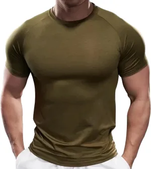 Fioboc Compression Shirts PerformancePro Active Crew Neck Tee Moisture Wicking Quick Dry Gym Running Shirts S-4XL