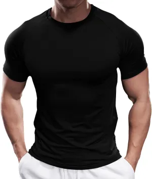 Fioboc Compression Shirts PerformancePro Active Crew Neck Tee Moisture Wicking Quick Dry Gym Running Shirts S-4XL