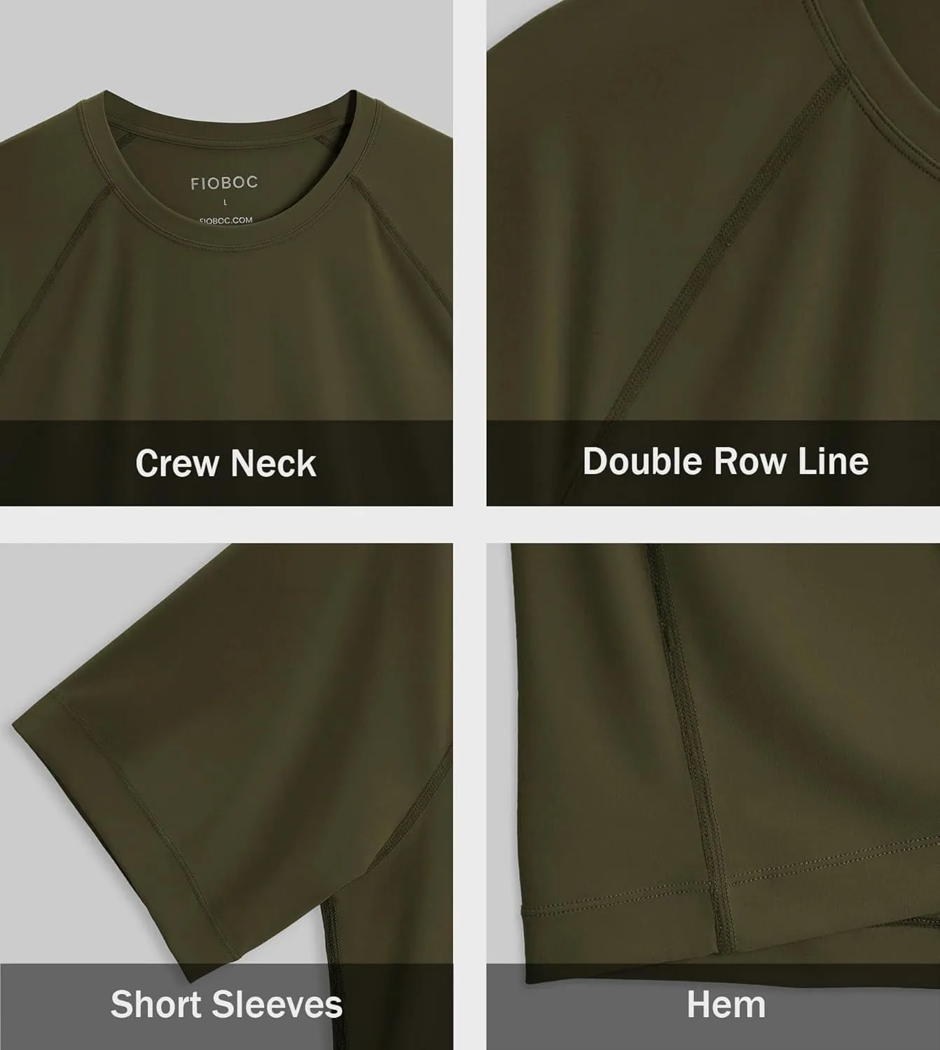 Fioboc Compression Shirts PerformancePro Active Crew Neck Tee Moisture Wicking Quick Dry Gym Running Shirts S-4XL