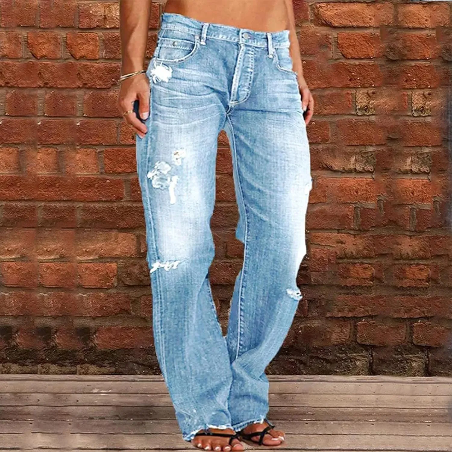 Flare Jeans for Women High Rise Button Loose Fit Denim Pants Comfortable Streetwear Mom Stretch Jeans for Women Curvy