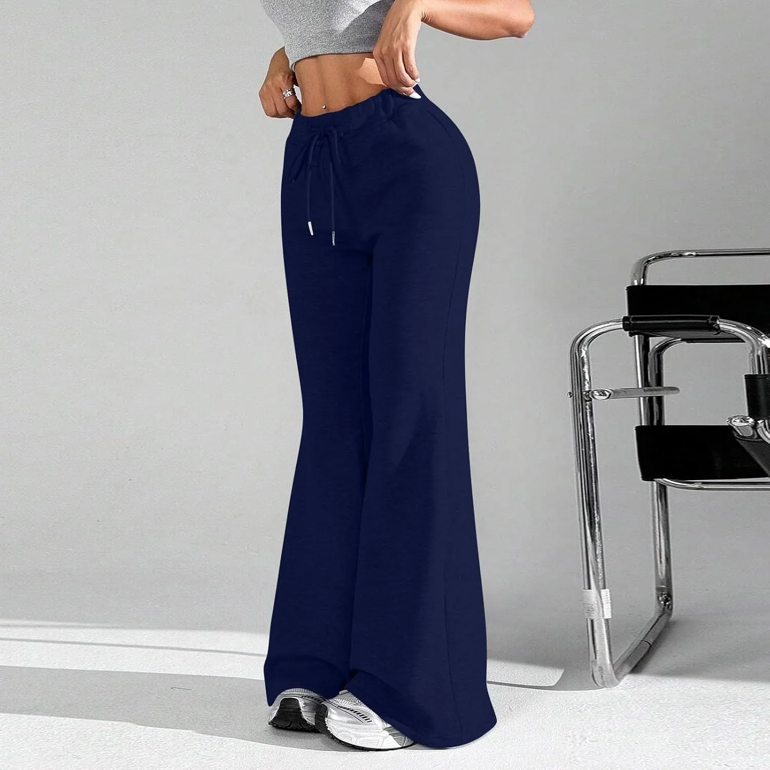 Flare Sweatpants Women High Waisted Wide Leg Pants Comfy Fleece Sweatpants Casual Loose Fit Yoga Pants with Pockets