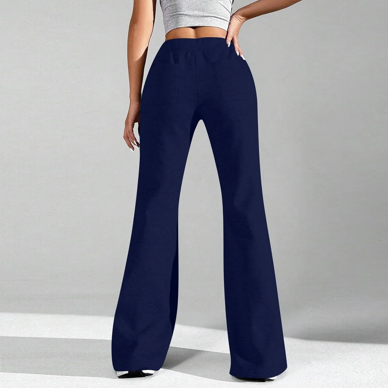 Flare Sweatpants Women High Waisted Wide Leg Pants Comfy Fleece Sweatpants Casual Loose Fit Yoga Pants with Pockets