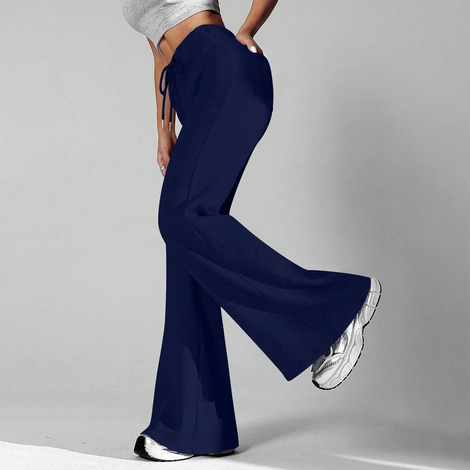 Flare Sweatpants Women High Waisted Wide Leg Pants Comfy Fleece Sweatpants Casual Loose Fit Yoga Pants with Pockets