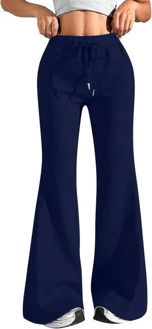 Flare Sweatpants Women High Waisted Wide Leg Pants Comfy Fleece Sweatpants Casual Loose Fit Yoga Pants with Pockets