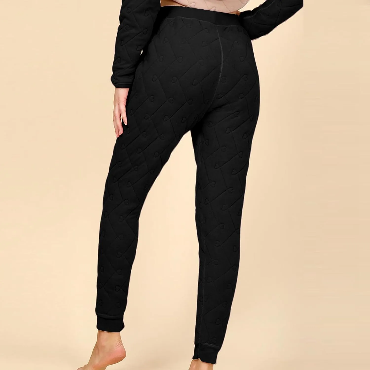 Fleece Lined Leggings Womens Winter Cozy Lounge Pants High Waisted Soft Fleece Pajama Bottoms Sleepwear