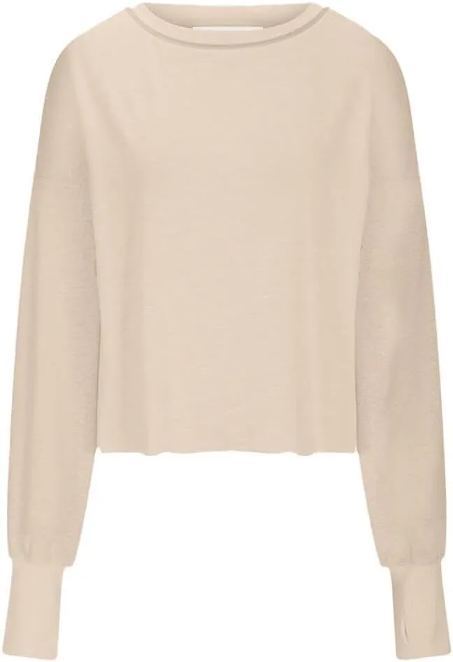 FMCHICO Backless Top for Women Crop Oversized Crewneck Pullovers Casual Loose Long Sleeve Shirts Running Y2k Yoga Outfits