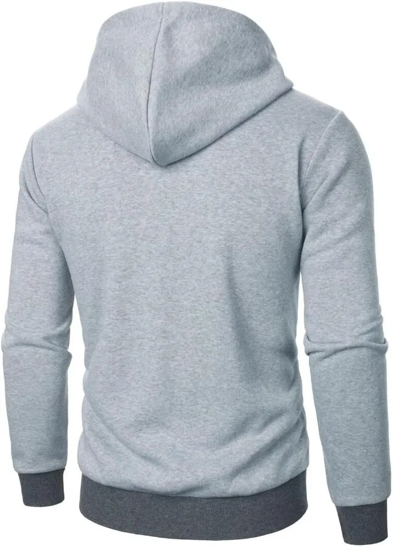 FMCHICO Men's Hooded Jacket Slim Fit Double Zipper Turtleneck Fleece Hoodie Outerwear
