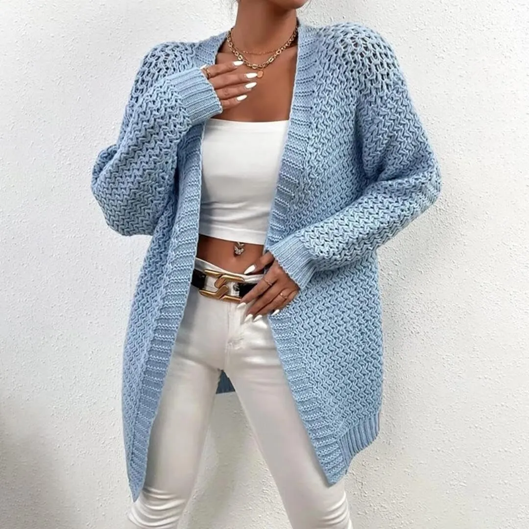 FMCHICO Women's 2024 Fall Long Batwing Sleeve Open Front Chunky Knit Cardigan Sweater