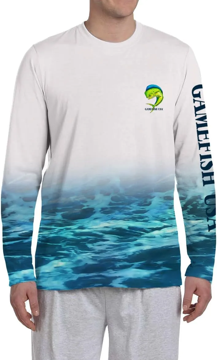 GAMEFISH USA UPF 50 Microfiber Moisture Wicking Long Sleeve Performance Fishing Shirt