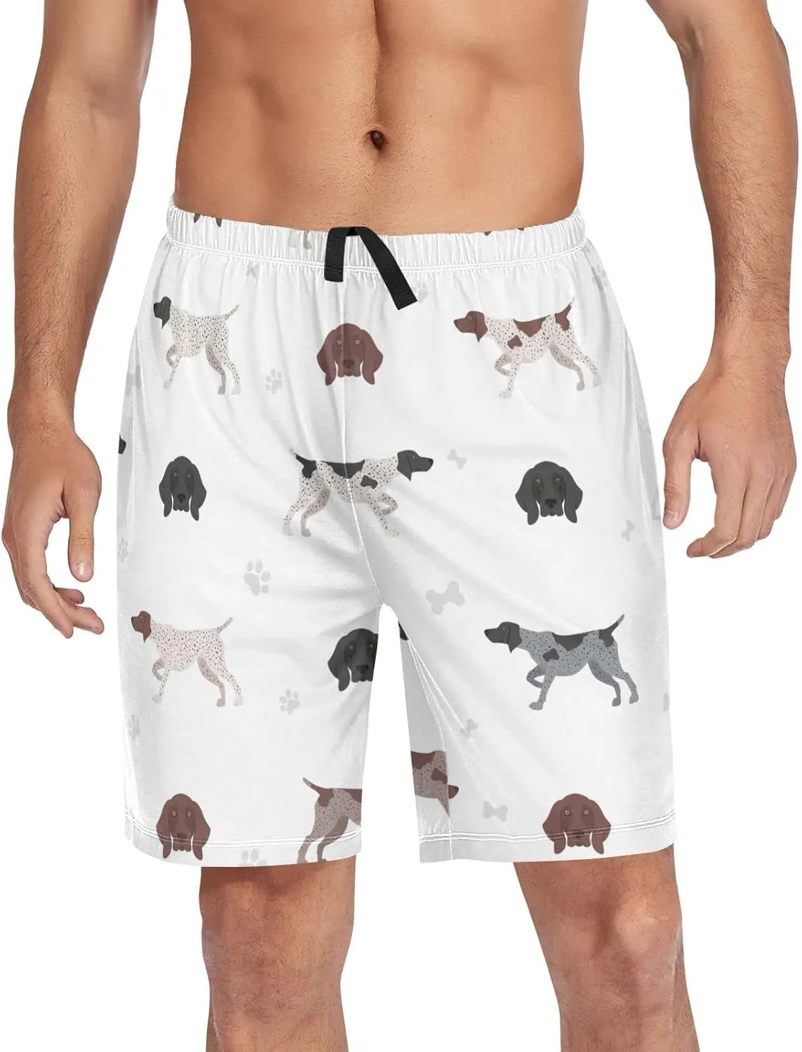 German Shorthaired Pointer Pattern Dog Animal Men's Pajama Pants Shorts Sleepwear Lounge Pajama Bottoms
