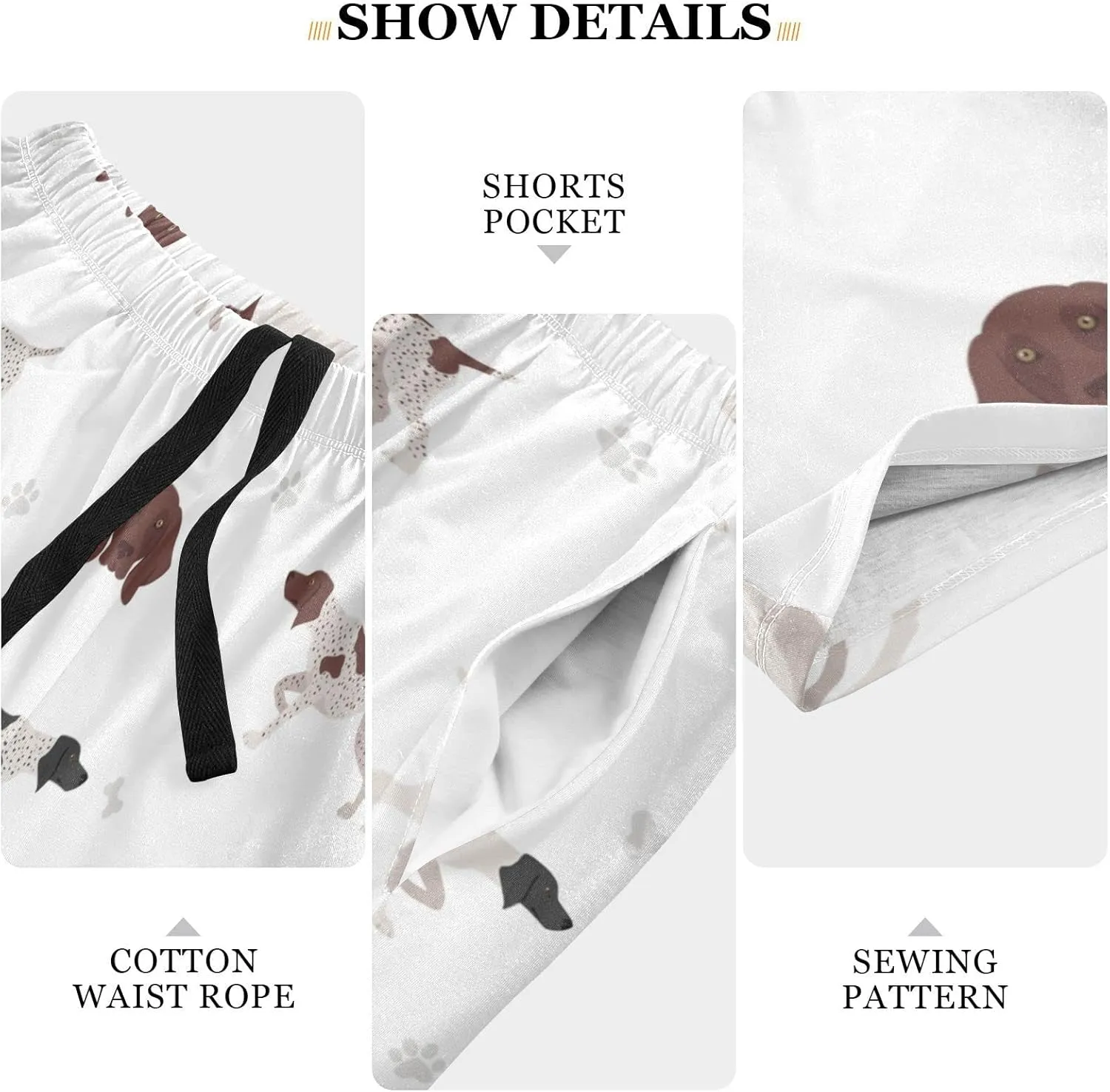 German Shorthaired Pointer Pattern Dog Animal Men's Pajama Pants Shorts Sleepwear Lounge Pajama Bottoms