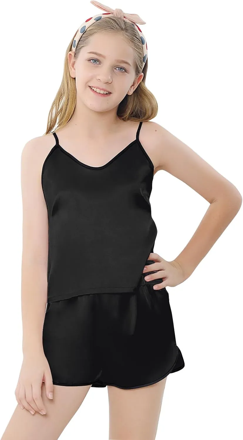 Girls & Women Silk Pajamas Set Satin Camisole Sleepwear 2 Piece Pjs, 3 Years - Women XXL