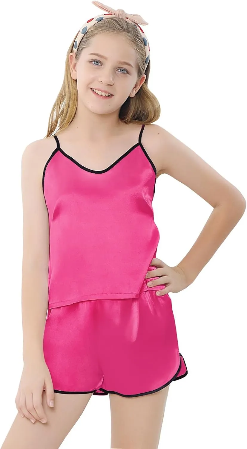 Girls & Women Silk Pajamas Set Satin Camisole Sleepwear 2 Piece Pjs, 3 Years - Women XXL