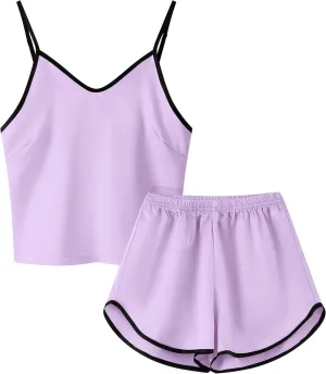 Girls & Women Silk Pajamas Set Satin Camisole Sleepwear 2 Piece Pjs, 3 Years - Women XXL