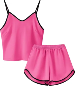 Girls & Women Silk Pajamas Set Satin Camisole Sleepwear 2 Piece Pjs, 3 Years - Women XXL