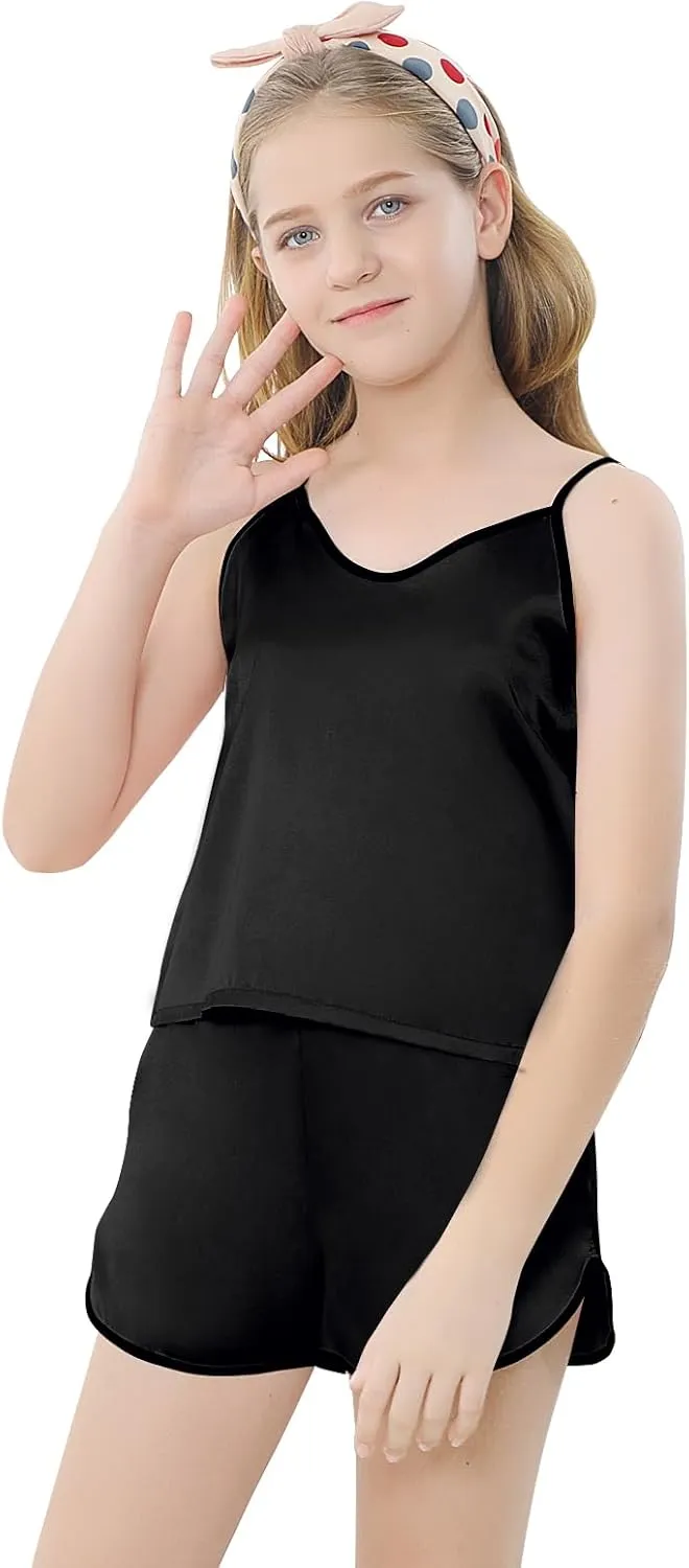 Girls & Women Silk Pajamas Set Satin Camisole Sleepwear 2 Piece Pjs, 3 Years - Women XXL