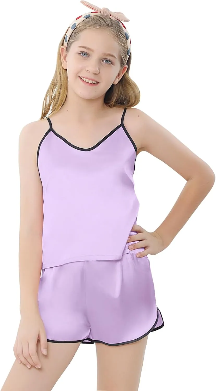Girls & Women Silk Pajamas Set Satin Camisole Sleepwear 2 Piece Pjs, 3 Years - Women XXL