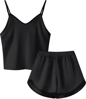 Girls & Women Silk Pajamas Set Satin Camisole Sleepwear 2 Piece Pjs, 3 Years - Women XXL