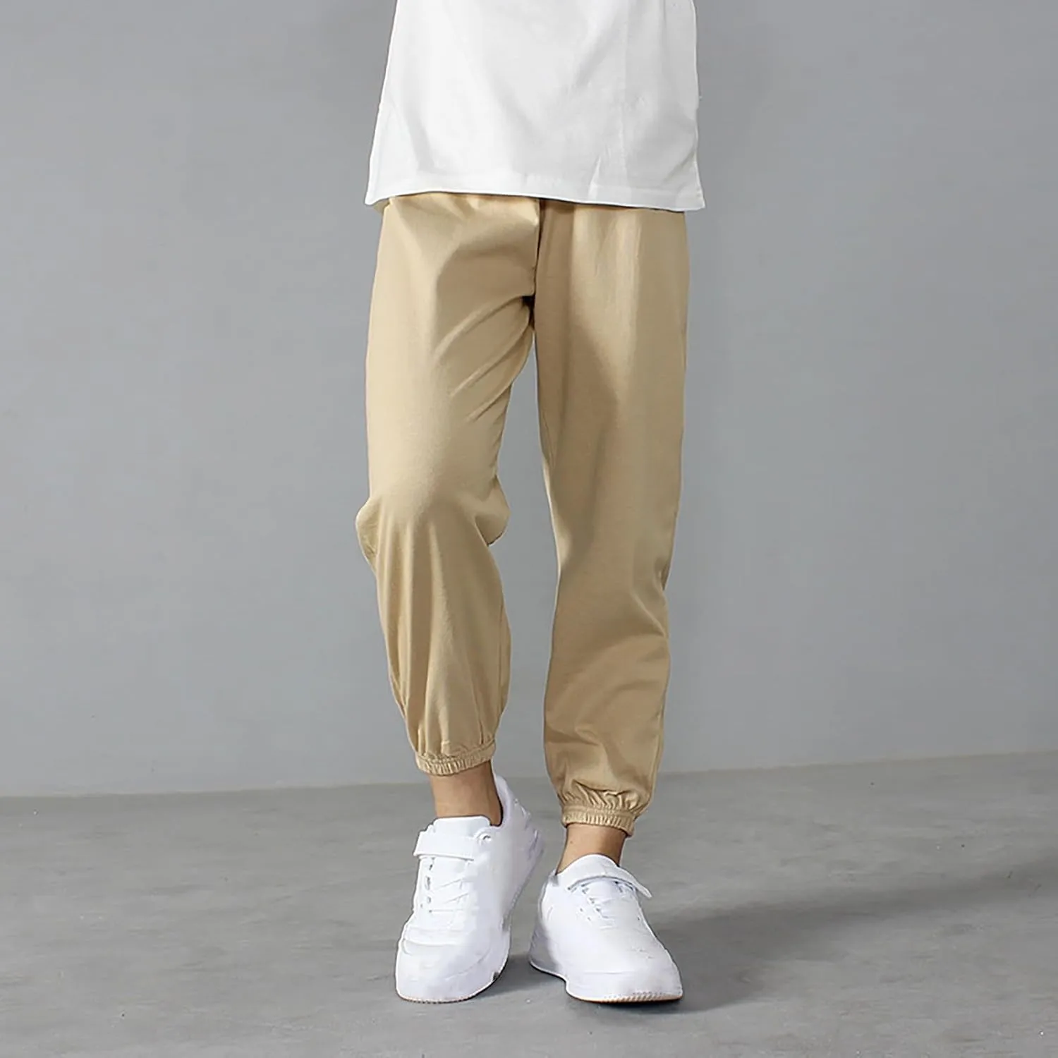 Girls Boys Sweatpants High Elastic Waist Wide Leg Solid Color Pants Breathable Leisure Outdoor Trousers