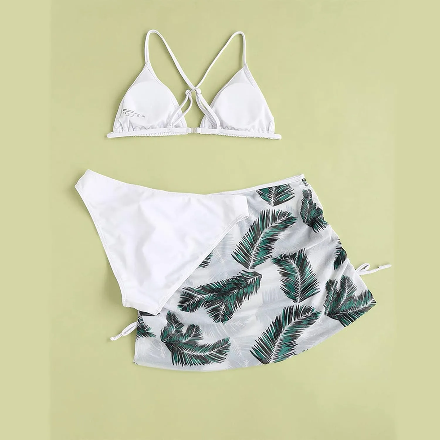 Girls Swimsuit 3 Piece Girls Bathing Suit Boho Bikini Set with Cover Up Tropical Skirt Quick Dry Girls' Swimwear Trendy