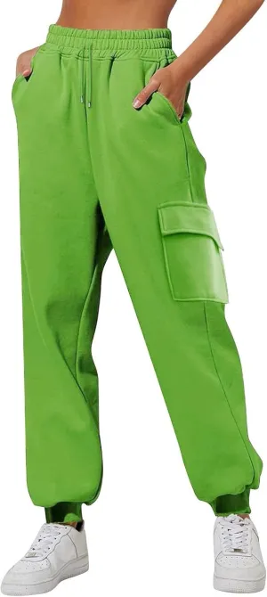GOKKILRW Womens Cargo Sweatpants 2024 Fall Outfits Straight Leg Baggy Athletic Joggers Solid Drawstring Cinch Lounge Trousers