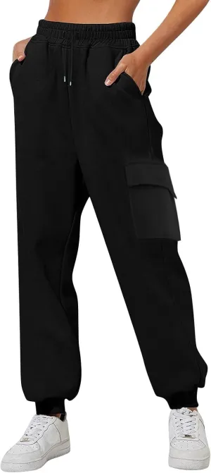 GOKKILRW Womens Cargo Sweatpants 2024 Fall Outfits Straight Leg Baggy Athletic Joggers Solid Drawstring Cinch Lounge Trousers