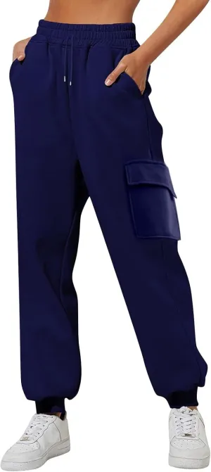GOKKILRW Womens Cargo Sweatpants 2024 Fall Outfits Straight Leg Baggy Athletic Joggers Solid Drawstring Cinch Lounge Trousers