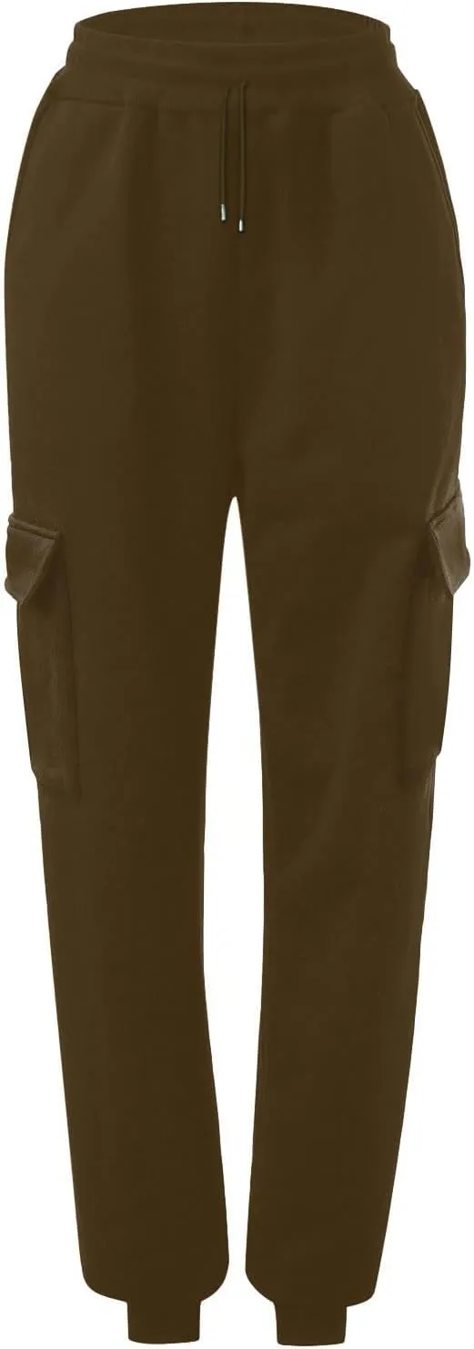 GOKKILRW Womens Cargo Sweatpants 2024 Fall Outfits Straight Leg Baggy Athletic Joggers Solid Drawstring Cinch Lounge Trousers