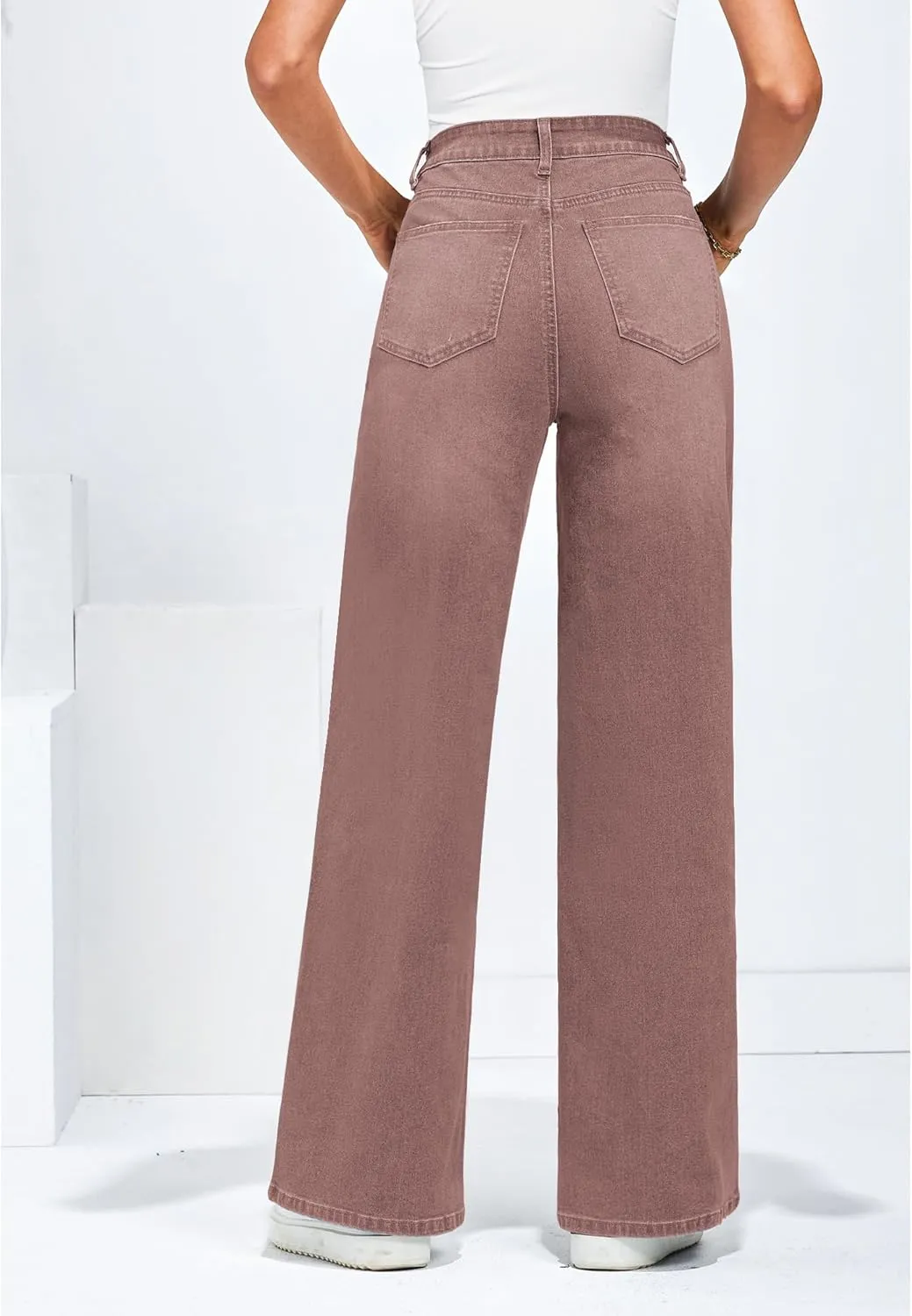 GRAPENT Wide Leg Jeans for Women Trendy High Waisted Stretchy Denim Pants 90s Baggy Jeans Trouser Jeans with Pockets
