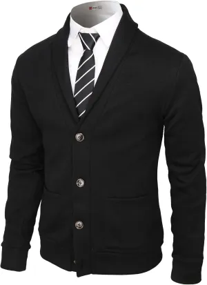 H2H Mens Casual Comfortable Fit Cardigan Sweater Shawl Collar Soft Fabric