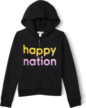 Happy Nation Girls Fleece Full Zip Hoodie Sweatshirt
