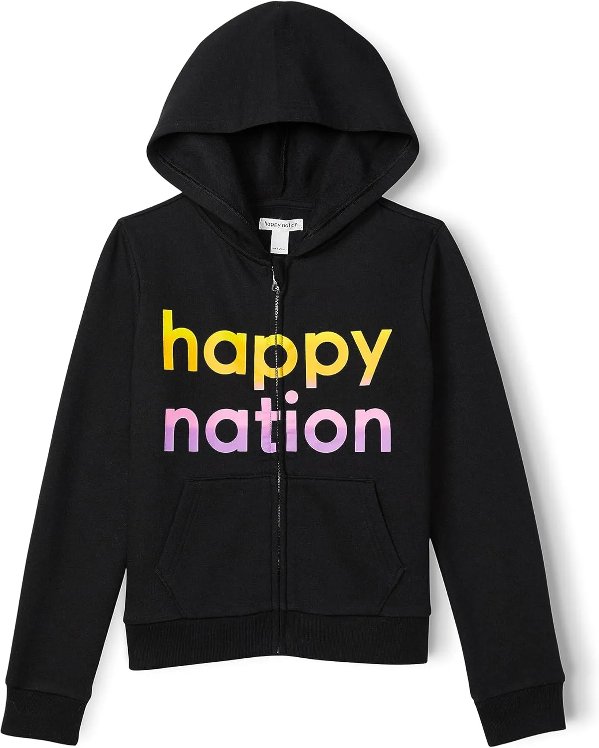 Happy Nation Girls Fleece Full Zip Hoodie Sweatshirt