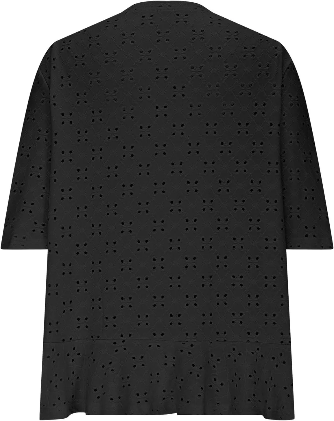 HGps8w Lightweight Summer Eyelet Cardigans for Women Open Front Hollow Ruffle Half Sleeve Kimono Cover Ups